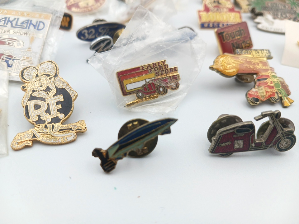 VTG Lot of Hat Lapel Pins Vest Keychains Automotive Motorcycle Pinbacks ...