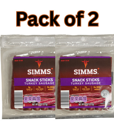 SIMMS Turkey Sausage Snack Sticks, Ready-to-Eat, 8 oz, No MSG, Gluten-Free-2pk