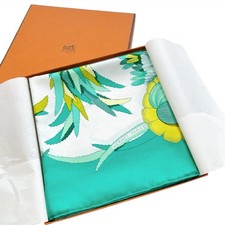 RARE ÉCHARPE VINTAGE HERMES Carre 90 en soie "Tahiti" par
