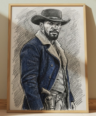DJANGO UNCHAINED DJANGO DRAWING PRINT SKETCH 8'' x 10'' PRINT WALL ART