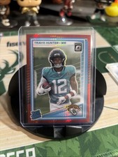 2025 Panini Donruss Optic Football Rated Rookie Travis Hunter #201  Red Holo AT