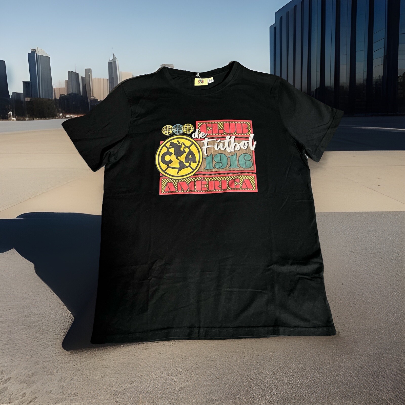 Club America Medium T-Shirt Fútbol Mexico DF 15 Camisa Playera 1916 Black Soccer