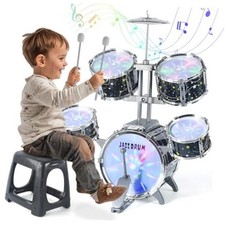 Kids Drum Set for Toddlers 1-3, Upgraded Jazz Drum Set for Kids, Musical
