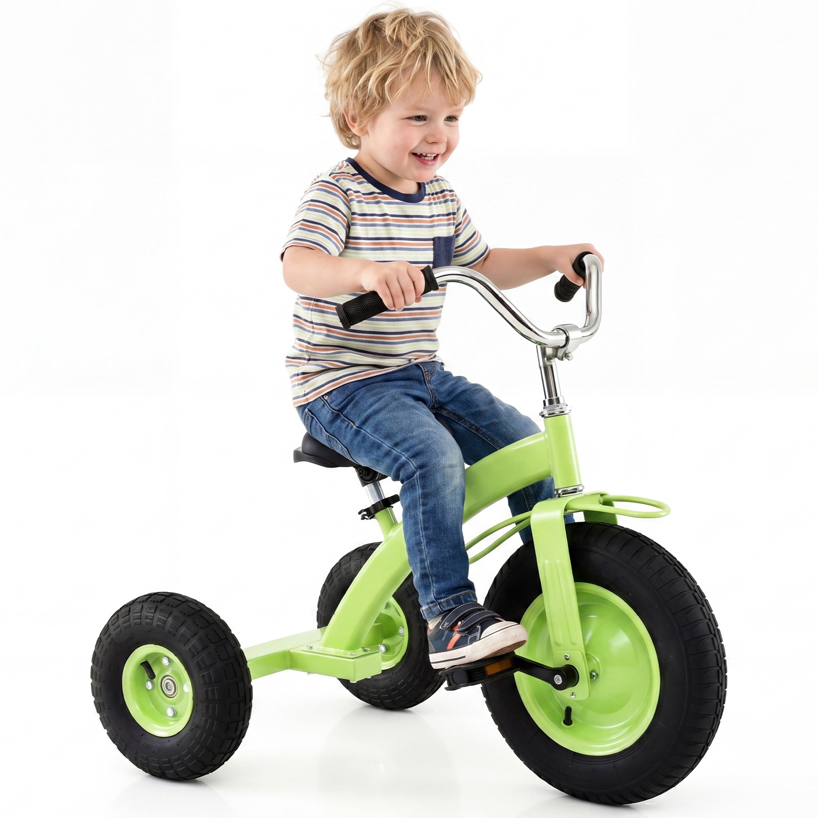 Kids Tricycle w/15 Inch Inflatable Rubber Tires, Adjustable Handlebar & Seat