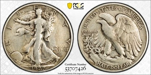 Photo of a 1927-S Walking Liberty Half Dollar from an eBay listing that sold on Jul 20, 2026