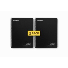 2x Staples 1-Subject Notebook Graph Ruled 70 Sheets Black