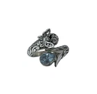 Serling Silver Teardrop Blue Topaz Vintage Butterfly Wrap Ring Size 10