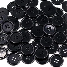 100 Pcs 1 Inch 25mm Black Resin Buttons Sewing Flatback Round Buttons for Crafts
