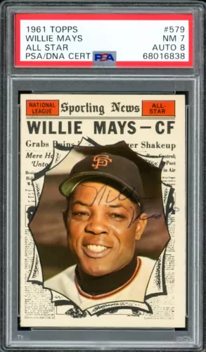 Willie Mays 1961 Topps Card High Number PSA 7 Auto Grade Near 8 Vintage PSA/DNA