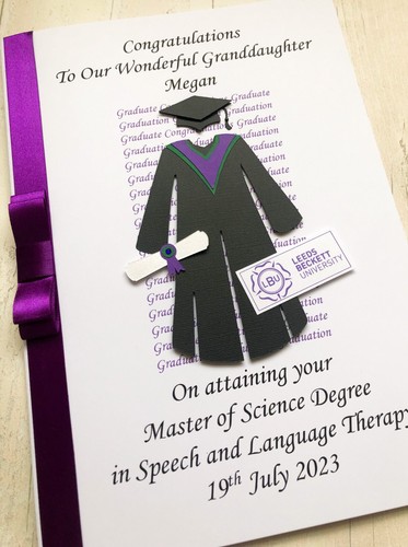 GRADUATION CARD Degree Graduate Son Daughter Handmade Personalise the University - Picture 19 of 30