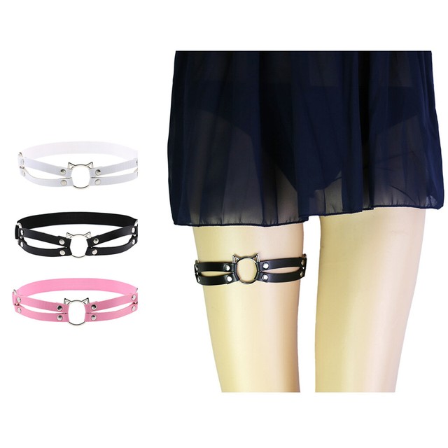 Women Gothic PU Leather Elastic Garter Belt Thigh Ring Rock Punk Strap