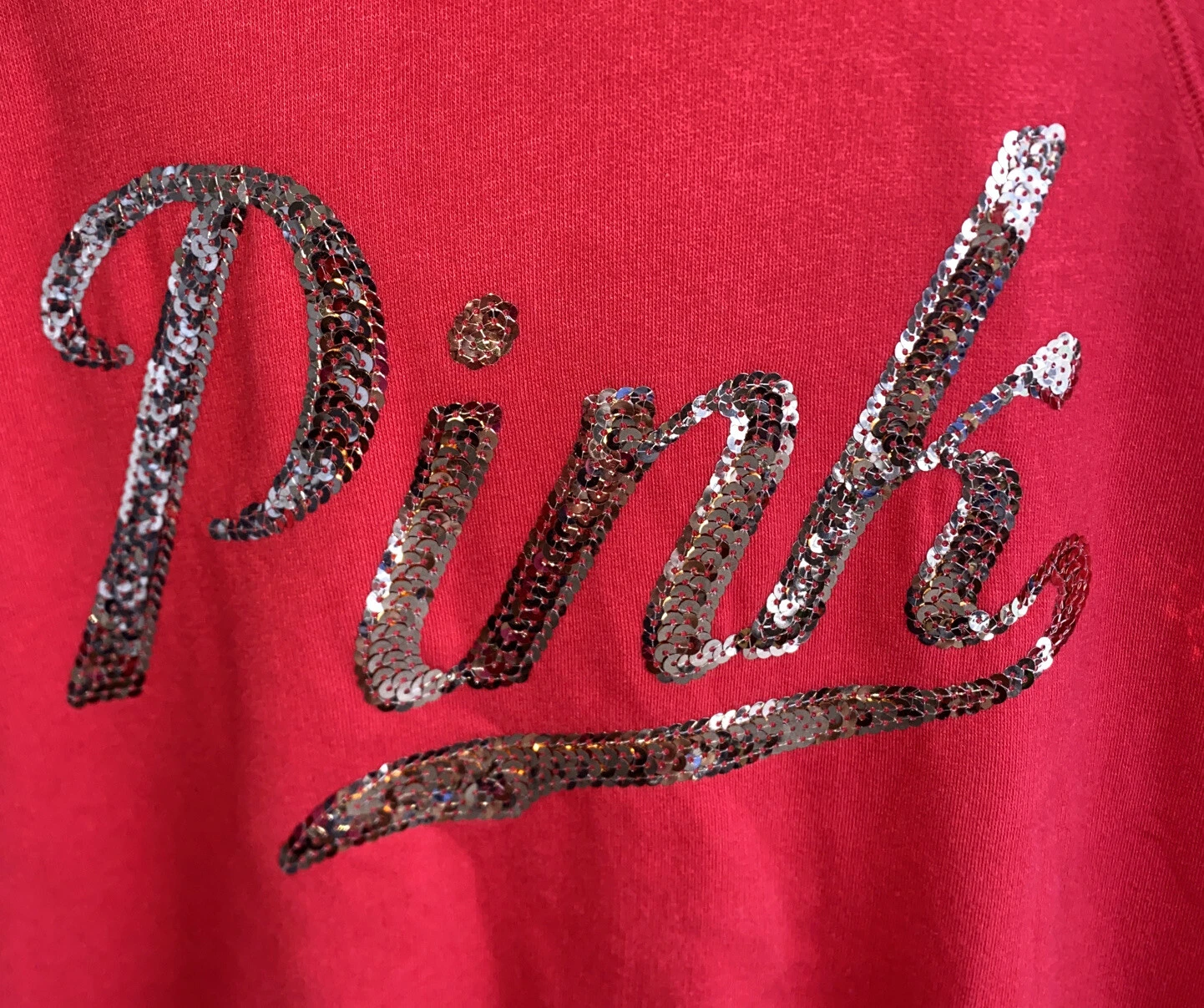UNDERCOVER Felpa con cappuccio ROSA per Victorias Secret logo rosso Bling taglia S