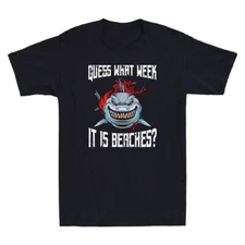 Gue*s What Week It Is Beaches Funny Shark with Glasses Meme Retro Men's T-Shirt