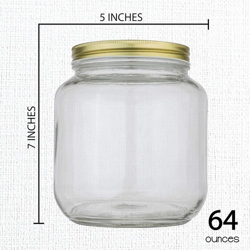 Halbe Gallone Glas Einmachglas Große Öffnung mit luftdichtem Metalldeckel - Made in USA - Bild 3 von 12