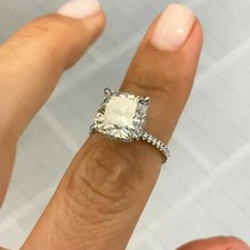 Cushion Cut 2.50Ct Diamond White Gold Finish Engagement Ring Simulated Size 5.5