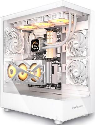 MUSETEX PC Gehäuse ATX 3 Non-LED Lüfter vorinstalliert Mid-Tower Computergehäuse