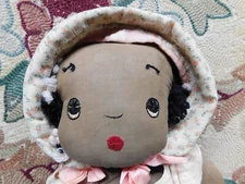 brown baby Doll 23 inch Primitive Black Folk Art fabric Vintage