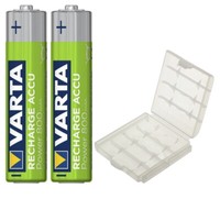 2 X Varta Power Akkus Aaa Micro 800 Mah Wiederaufladbare Batterien + Akkubox Neu