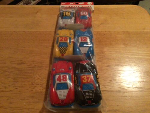LUCKY TOY TIN LITHOGRAPHED RACE CAR 6 PIECE SET NEW - Picture 1 of 6