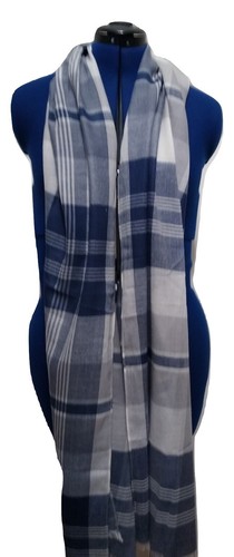 Cashmere and Merino Wool Navy White Ash scarf. 50cm x 200cm. For Men and Women. - Picture 4 of 6