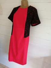 Savoir Red Black Dress lace feature slight stretch tummy support lined size 16