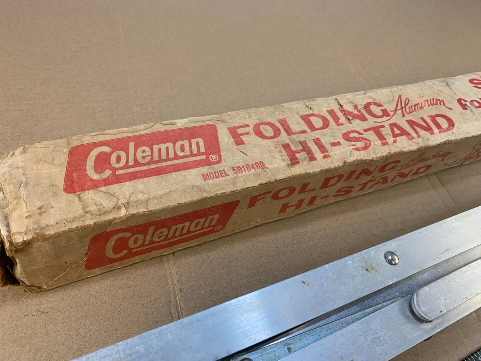 De Colección Años 50 60 Coleman Aluminio Plegable Mesa Estufa Enfriador Camping Soporte de Viaje Foto 4 de 4