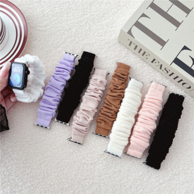 Damen Scrunchie Armband Nylon Loop für Apple Watch 11 10 9 8 7 6 5 4 SE 40-49mm