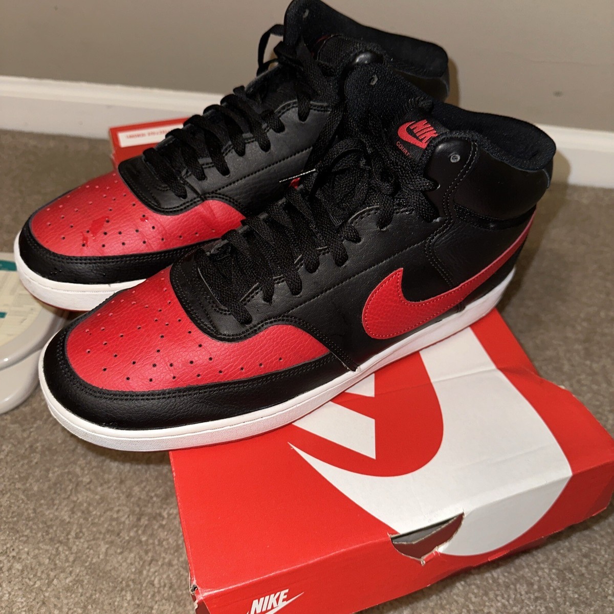 Nike Air Court Vision Mens Red And White Nike High Tops Size 13 Nike Court  Vision