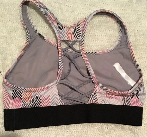 Victorias secret racerback sports bra size Medium black Multicolored body wick - Picture 3 of 5