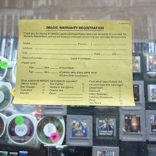 Imagic Warranty Registration Card's Vintage Authentic