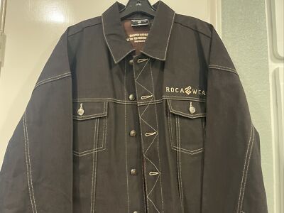 Rocawear Denim Jacket Mens 2XL Dark Wash Button Hip Hop