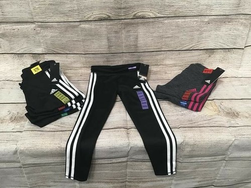 Adidas Youth Girls 3 Stripe Tights Athletic New - Picture 2 of 8