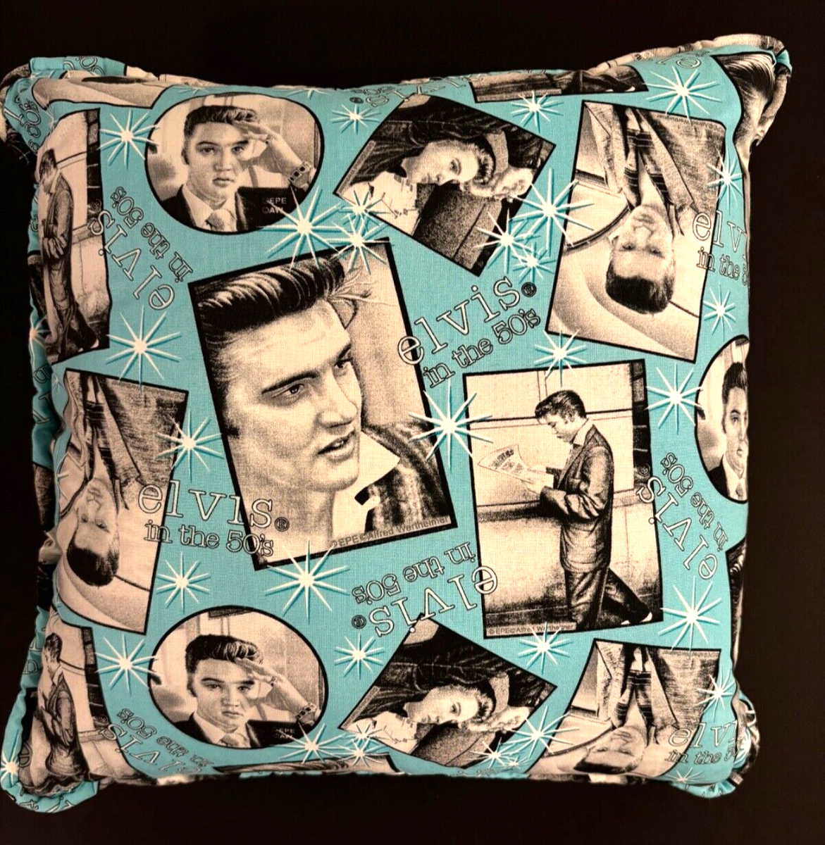 ELVIS PRESLEY HANDMADE PILLOW MADE FROM ELVIS FABRIC SIZE 14