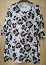 Brown Oversized Animal Print Tunic Style Top Size M