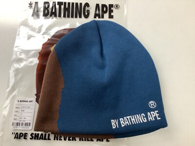 Authentic a bathing ape bape ape head knit cap beanie blue