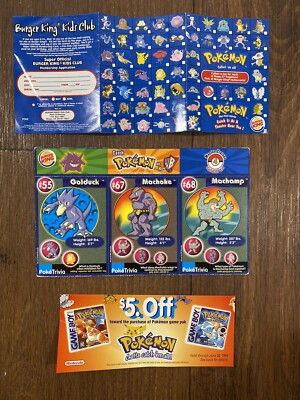 ebay pokemon card coupon Rare Pokemon Gameboy Vintage Coupon 1999 EXPIRED With Burger King Card &  Manual