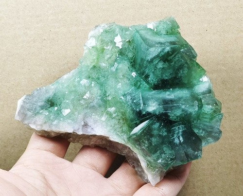 Rare Larger Particles Transparent Green Cube Fluorite Crystal Mineral Specimen - Picture 5 of 11