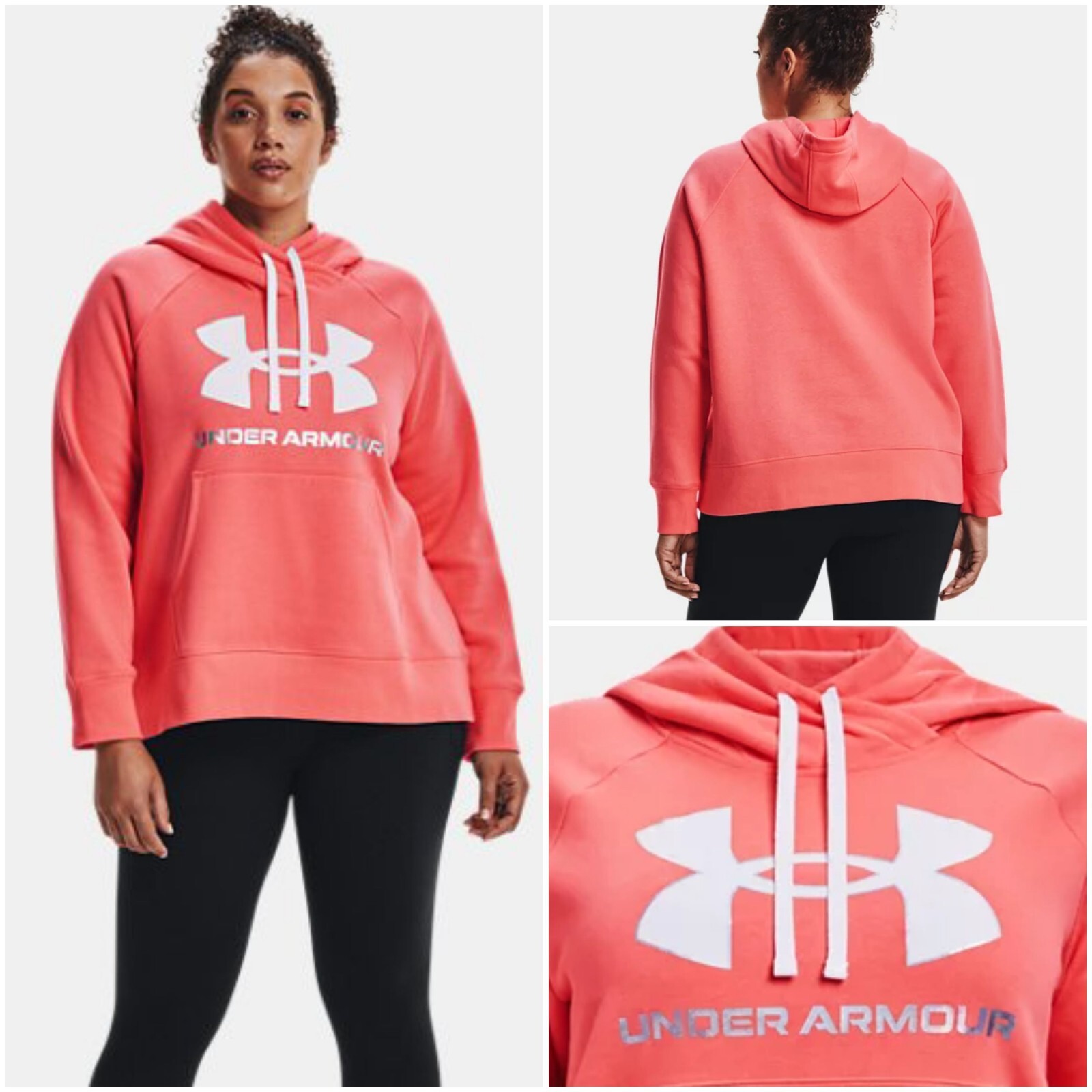 UNDER ARMOUR Womenu0026#039;s UA Rival Fleece Big Foil Logo Hoodie in Orange  Size 1X NEW | eBay