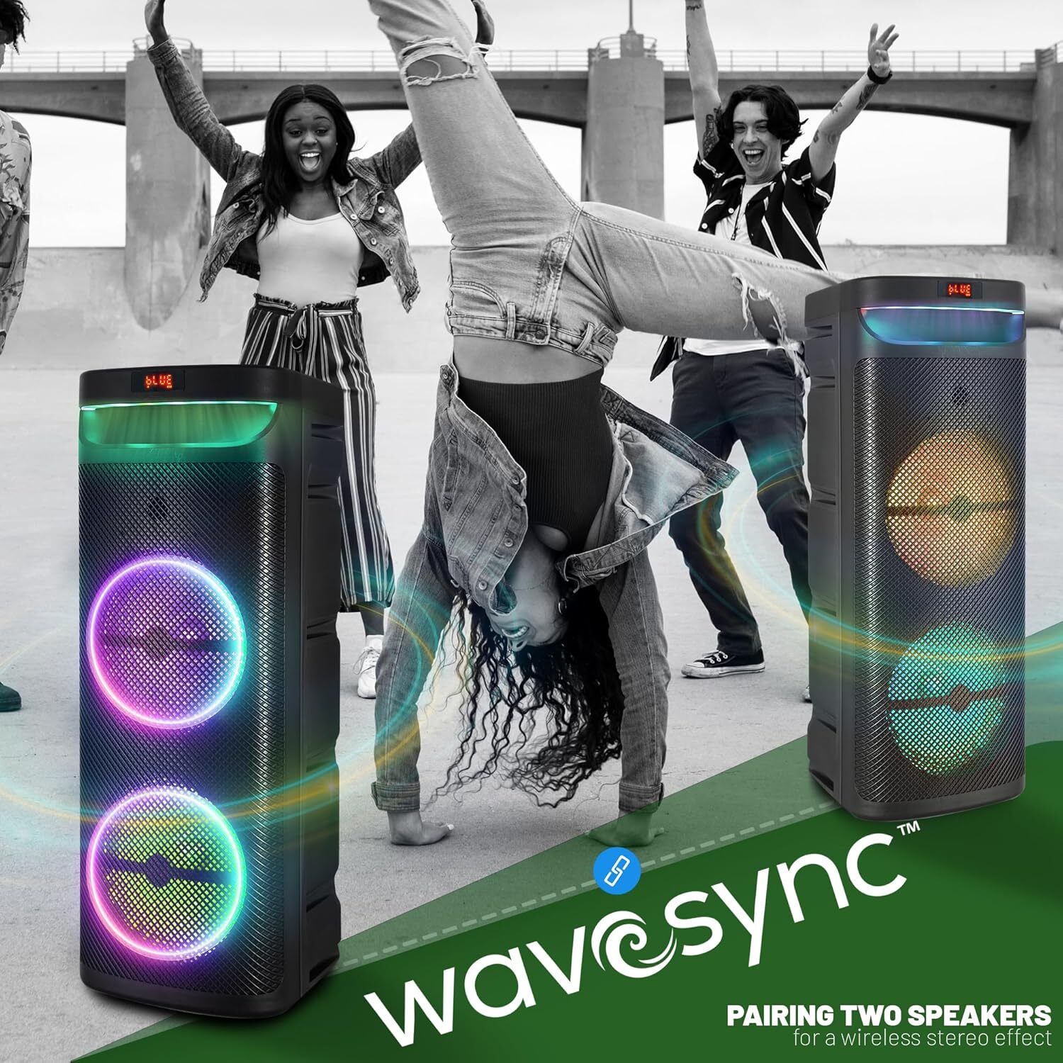 Dual 10" Portable Bluetooth Party Speaker Subwoofer Heavy Bass Sound System+ Mic