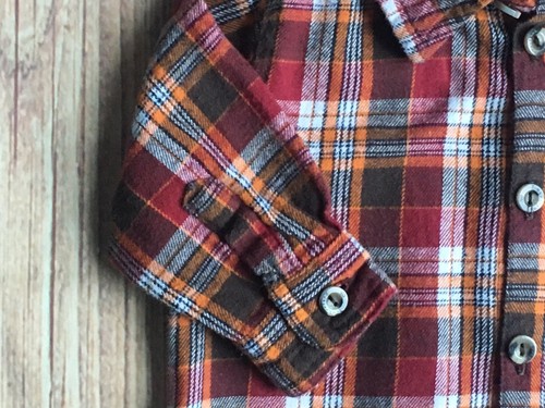 Camisa Timberland Talla 3 6 Bebé Niños Meses Rojo Oscuro Marrón Cuadros Mangas Largas - Imagen 7 de 12