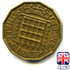 A BRITISH 1965 ELIZABETH II THREEPENCE 3d coin, 61 Years Old!