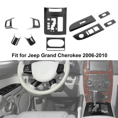 10Pc Dash Gear Shift Control Panel Cover Trim for Jeep Grand Cherokee 2006-2010