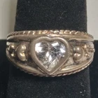 VINTAGE AUSTRALIAN HEART CRYSTAL 925 STERLING SILVER RING SIZE 9