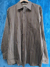 Mens Daniel Cremieux Signature Collection Long Sleeve Brown Stipes Size XL