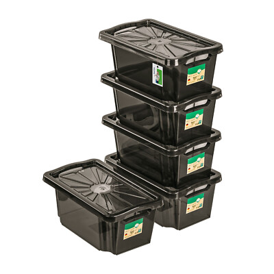 Set 5x Aufbewahrungsbox Franz mit Deckel | Dezente Farben, Transparenter Deckel