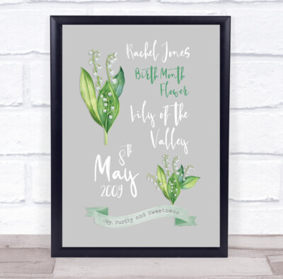 Frühling Maiglöckchen Mai Geburtstag Blume Aquarell personalisiert Druck