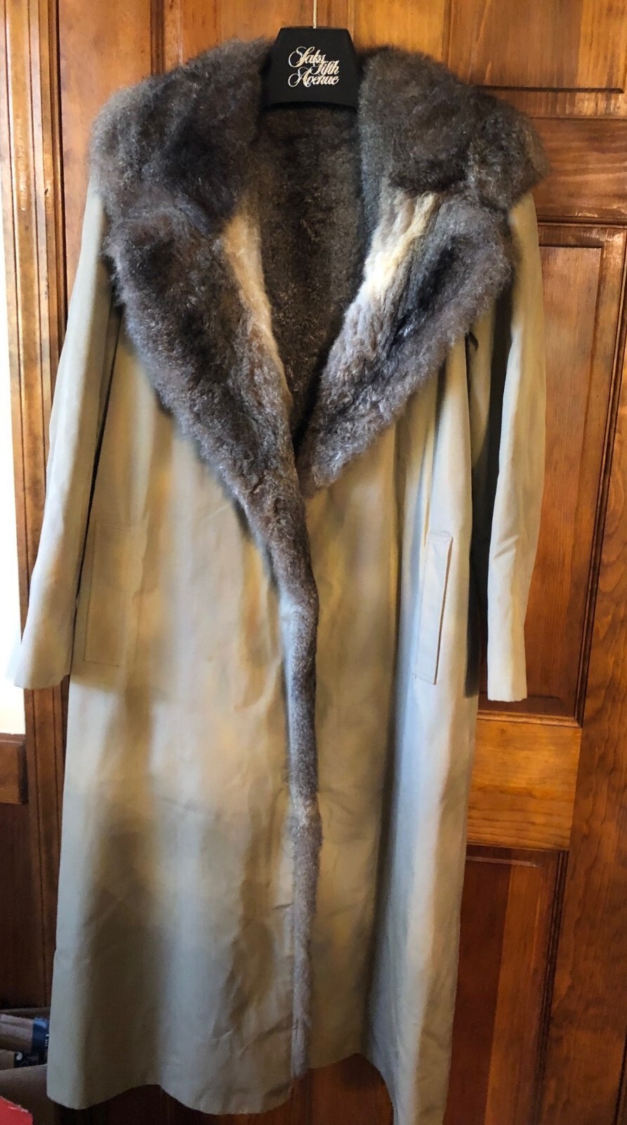 Womens fur lined long Coat size Large eBay