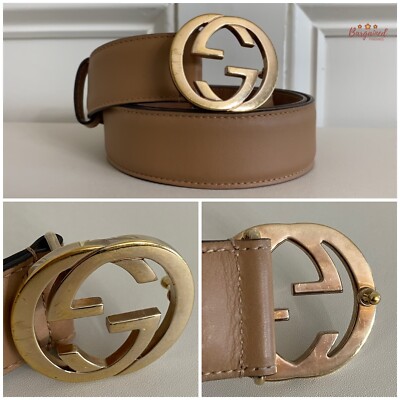Authentic Gucci Beige Calfskin Leather Gold Interlocking G  display picture 1