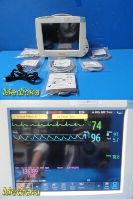 Philips IntelliVue MP50 Patient Monitor W/ Modules, Printer & NEW Leads ~ 34115