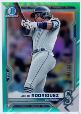 Julio Rodriguez 2021 Bowman Chrome Aqua Green Refractor Prospect Rookie /125
